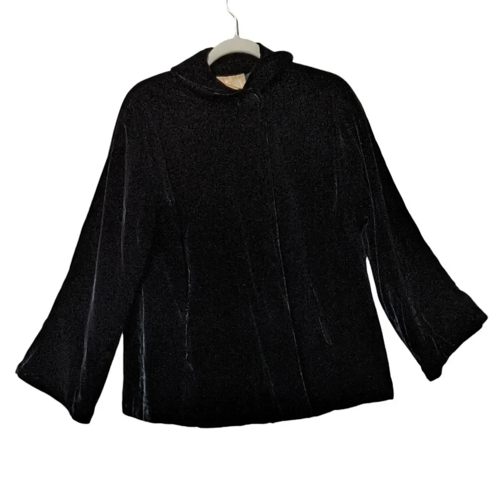 Vintage Watt & Shand black velvet swing coat union made holiday event night out - Picture 9 of 9